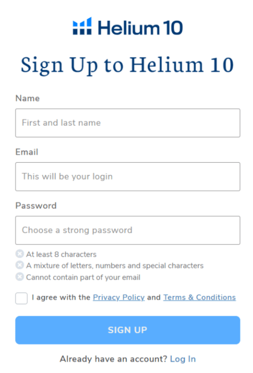 Create A Helium 10 Account