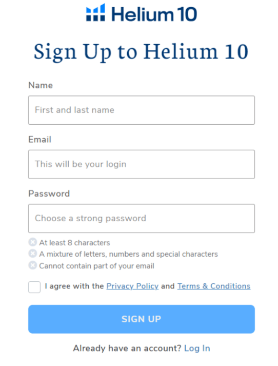 Helium 10 - Create Your Account