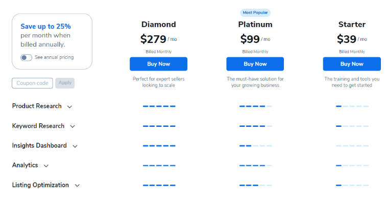 Helium 10 Pricing Plans In Japan