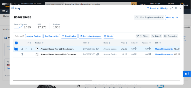 New Helium 10 Xray dashboard