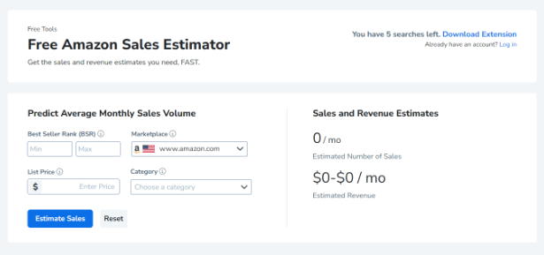 Helium 10 Sales Estimator
