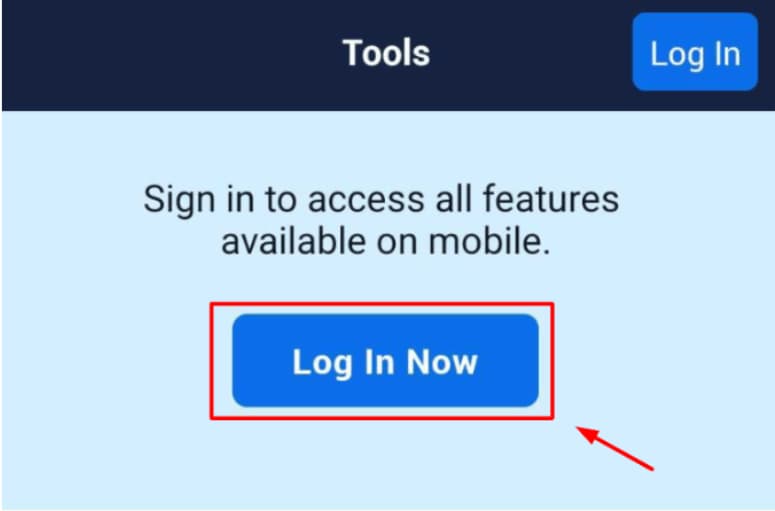 Tap On Log In Now