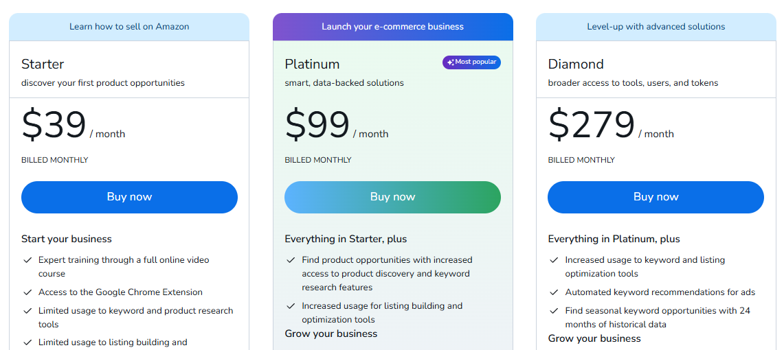 Helium 10 Pricing & Plans Helium 10 Pricing & Plans